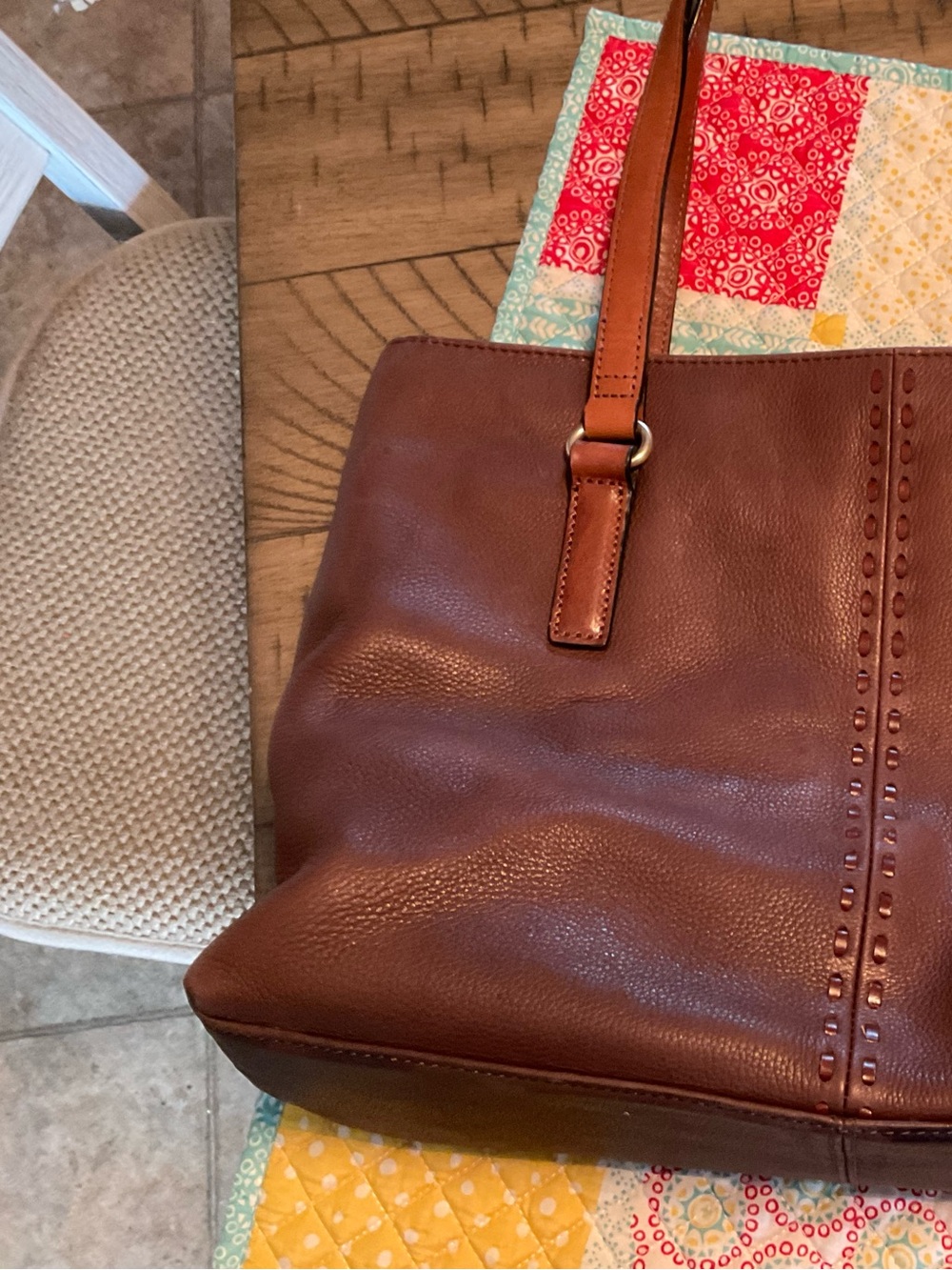Fossil Brown Leather Tote Bag